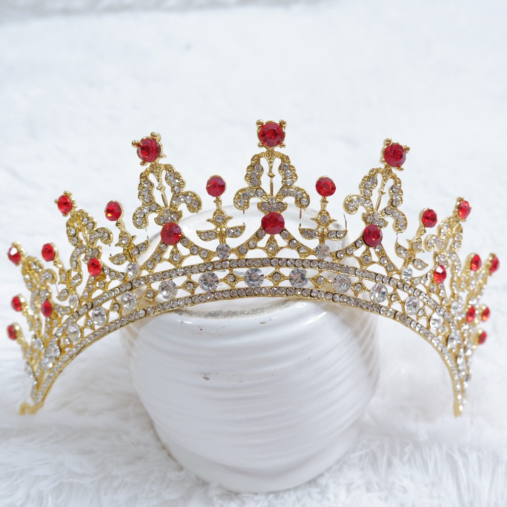 Mahkota/Tiara Ukir Simpel Swarovski Red