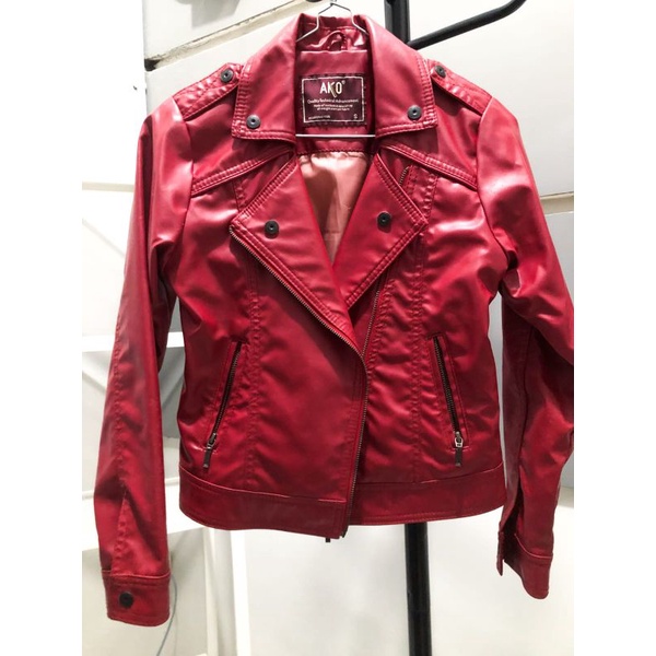 (Preloved) SALE Jaket kulit wanita merah "AKO"