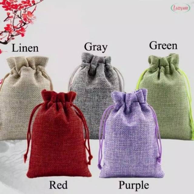 kantong serut drawstring pouch souvenir daphnie regency linen banyak warna dan ukuran