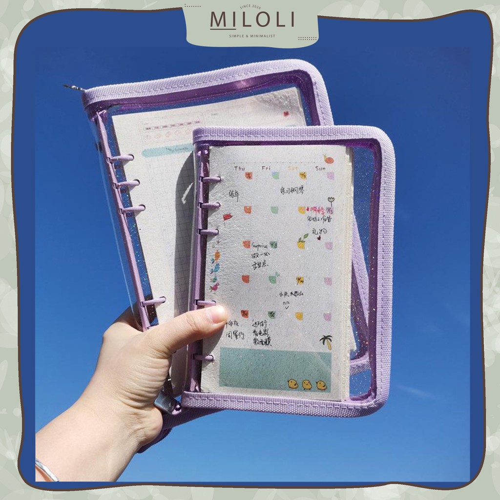 

[MILOLI] 6 Rings Binder A5 Resleting Binder A6 Resleting Zipper Binder - E0009