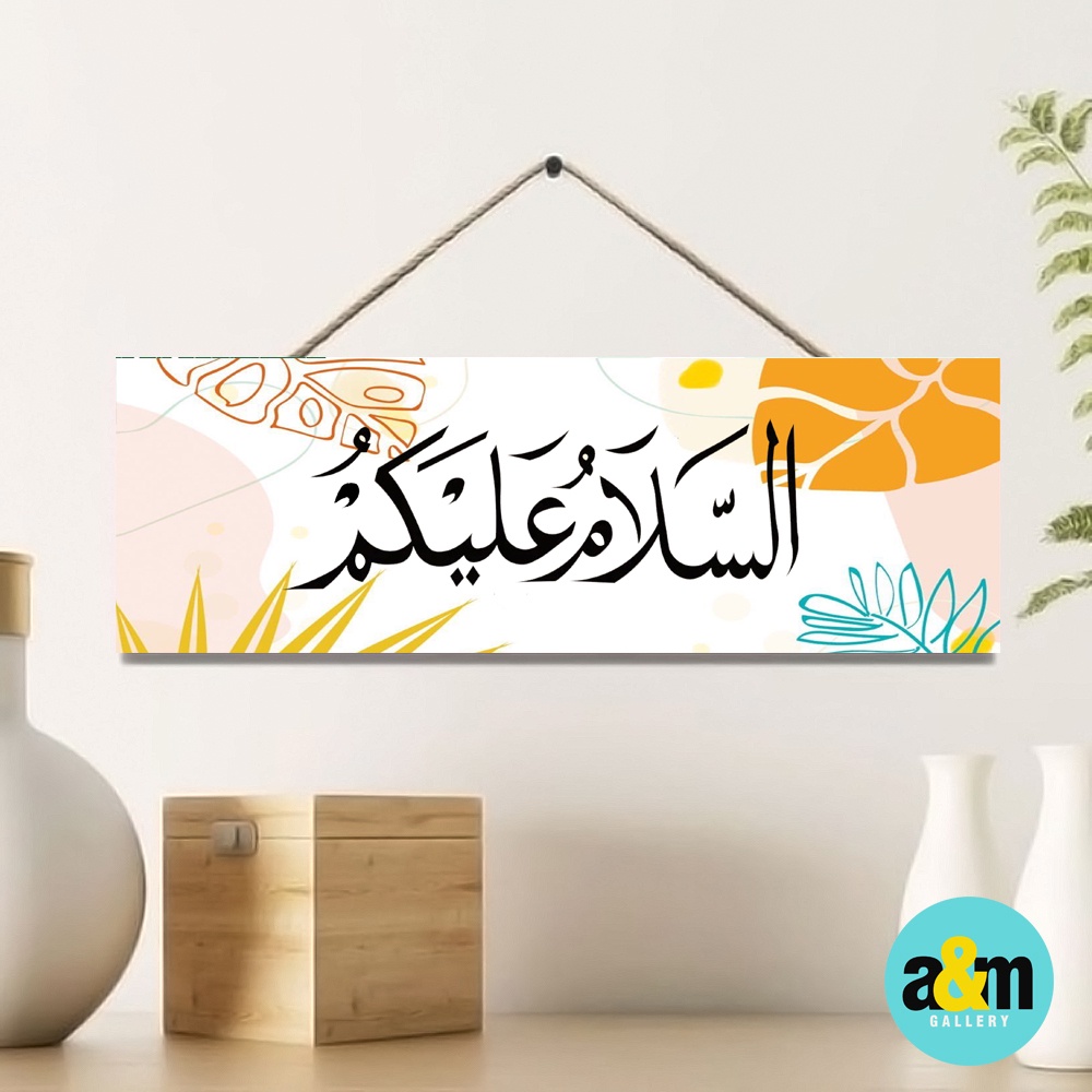 Hiasan Dinding ASSALAMUALAIKUM Gantung Pintu Kamar Ukuran 10 x 30 cm I Walldecor Pintu - A&amp;M