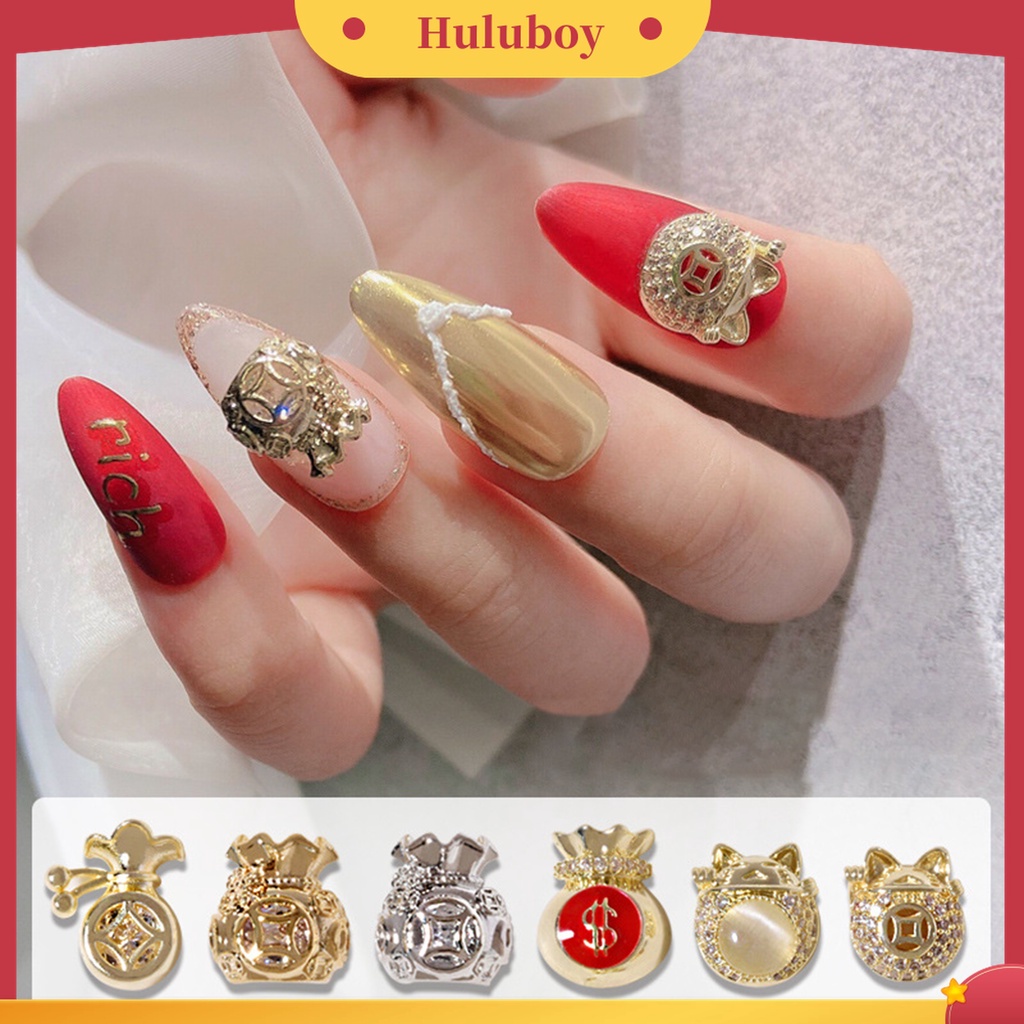 Huluboy Huluboy♡ Perhiasan Aksesoris Dekorasi Kuku Bahan Cubic Zirconia Alloy Untuk Salon