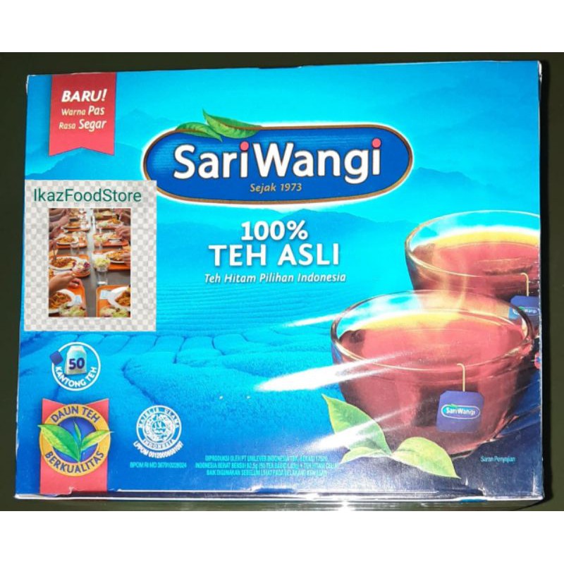 

TEH SARIWANGI ISI 50 BLACK TEA TEH HITAM CELUP/TEA BAG @1.85g