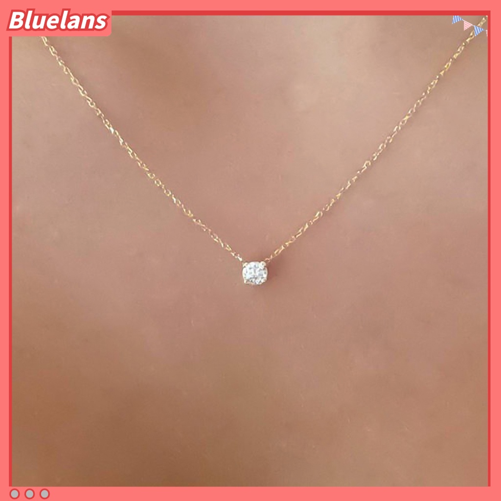 Bluelans Kalung Rantai Tipis Hias Cubic Zirconia Untuk Wanita