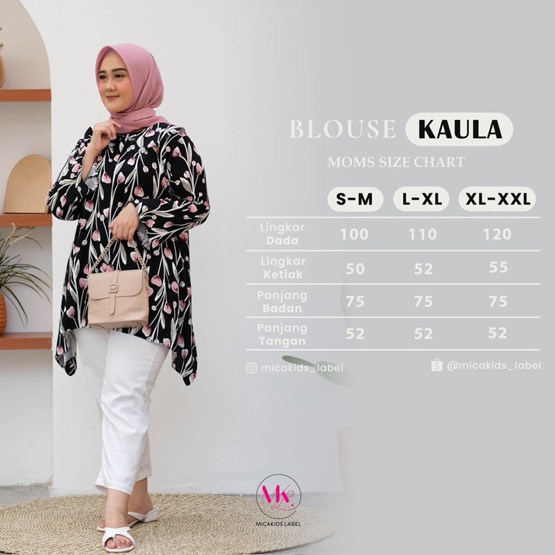 BAJU BLOUSE COUPLE IBU DAN ANAK BAJU ATASAN COUPLE IBU DAN ANAK KAULA TULIP BLACK