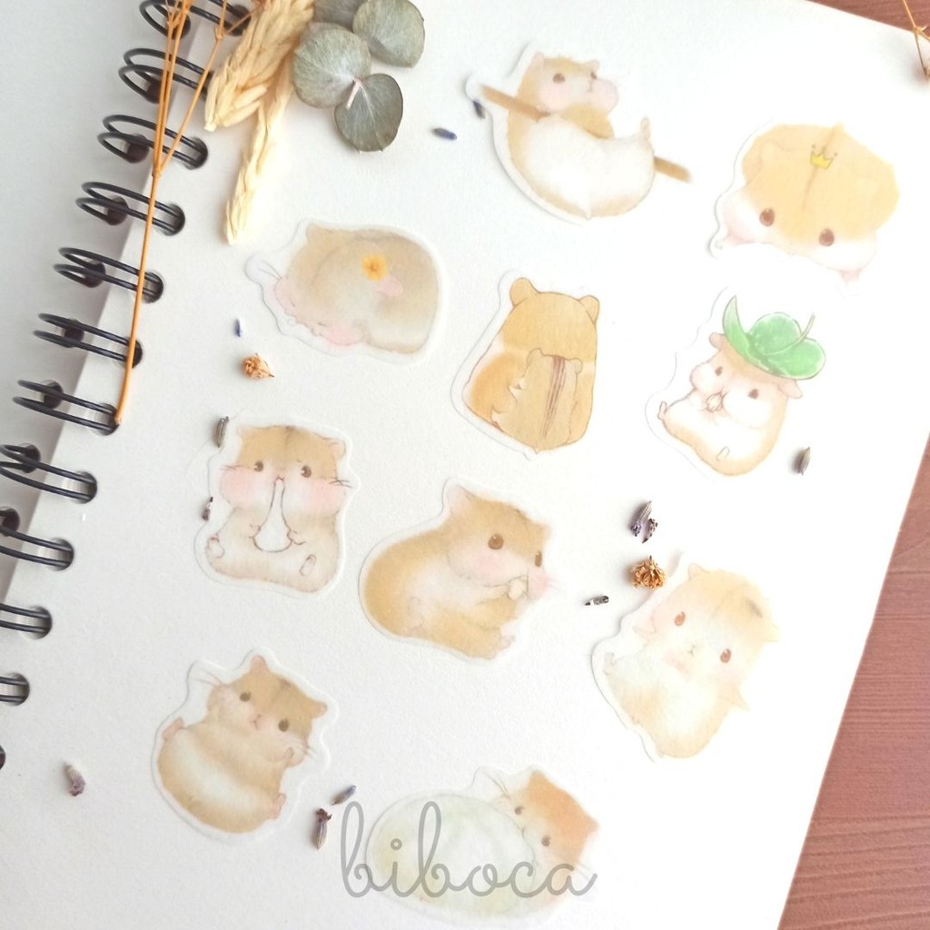 

Sticker Animal BHamsterJournal Scrapbooking BUJO Planner Stationery Diary Stiker Kertas Paper biboca