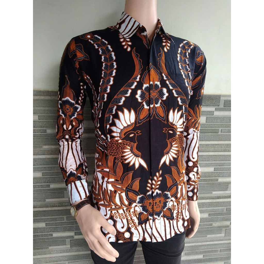 BSWART BATIK HRB026 Kenongo Hem Pendek Padi Pekalongan M L XL Batik Pria MURAH