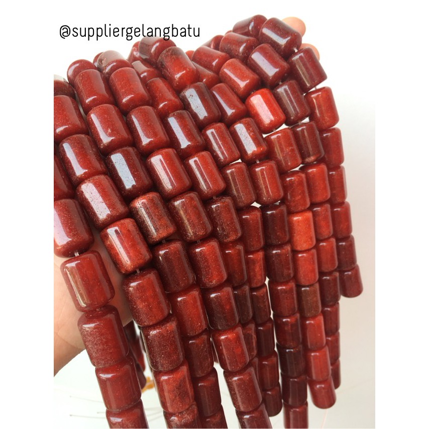 bahan batu akik orange carnelian oren tabung 14mm gelang kalung tube kilap bahan craft fashion pria