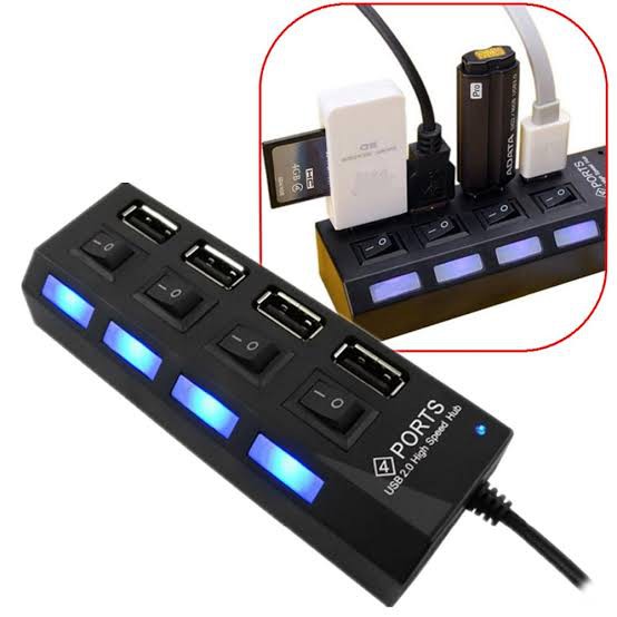 [Z017] USB Port Hub 4 Switch Saklar LED / Colokan Flashdisk Flash Drive Kabel Data Komputer Laptop