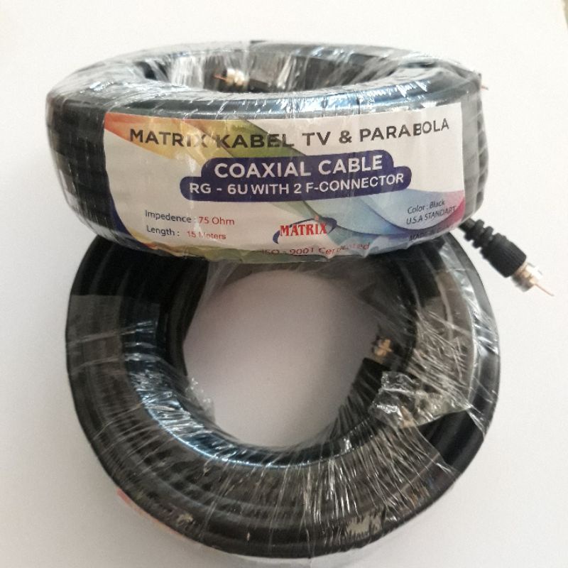 Kabel Parabola Matrix / Visero RG6U 15 meter Coaxial plus Connector