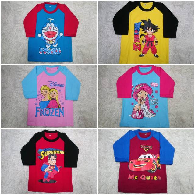 Kaos anak kartun lengan 3/4-7