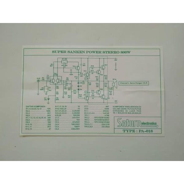 PCB Super Sanken Power Stereo 800 Watt PA-016