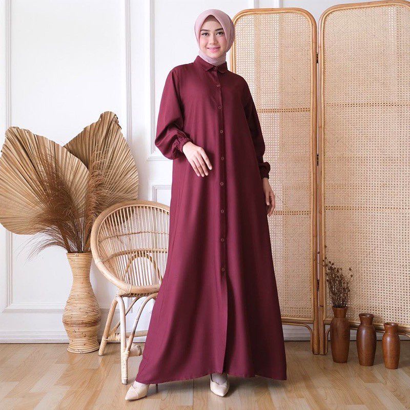 GAMIS MOSCREPE POLOS NIDIA DRESS MOSCREPE BUSUI DAILY DRESS MUSLIM