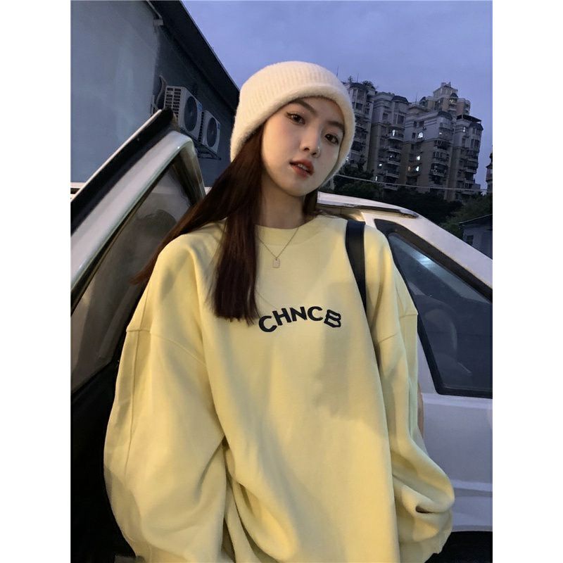 (S - 6XL) Sweater Korean Harajuku Style CHNCB Oversize Crewneck BIG SIZE S M L XL XXL XXXL XXXXL 4XL 5XL 6XL Oblong Sweatshirt Unisex Jumbo Cream Beige Peach Abu abu