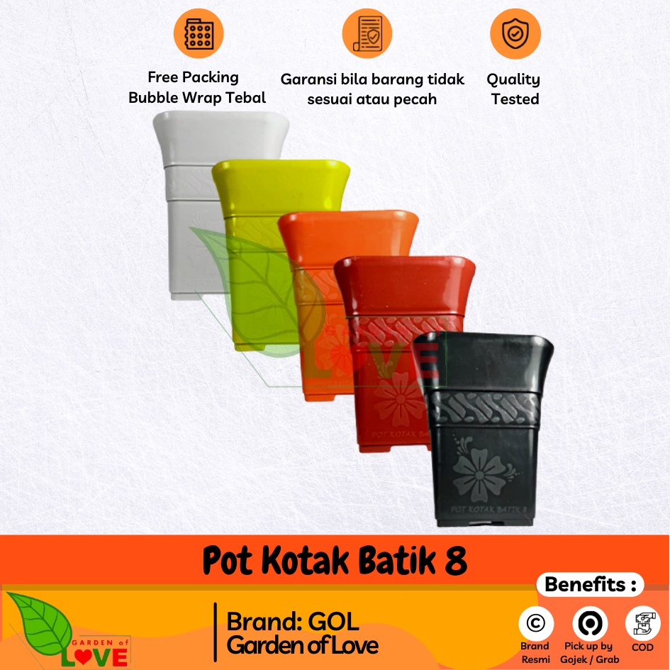 Pot Kotak BATIK 8 cm Putih Hitam Merah Orange Pot Kotak Tinggi Besar Kecil 8 Cm Nkt Putih Hitam POT 