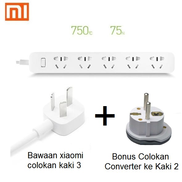 Xiaomi Terminal Pembagi 5 Lubang Colokan Listrik AC Power Strip Saklar