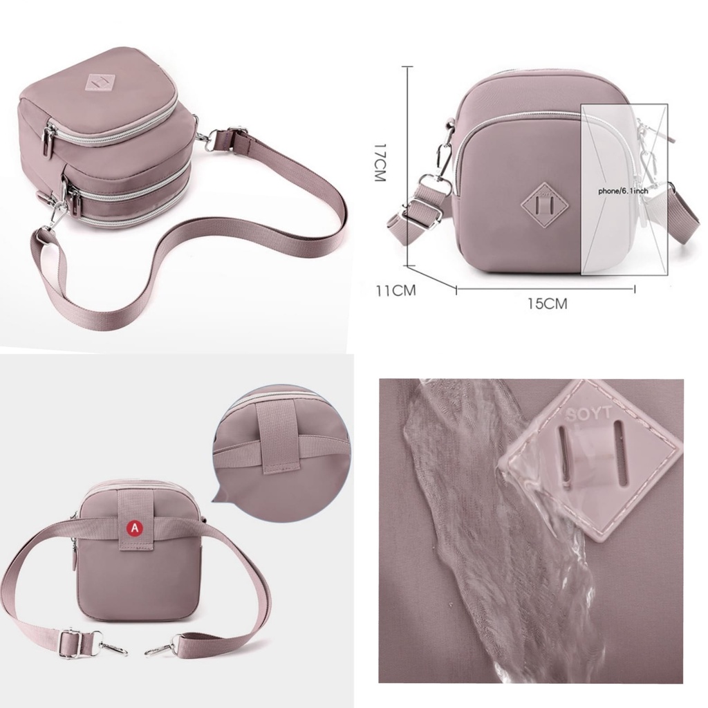 TAS SELEMPANG WANITA KECIL IMPORT ABSECA ANTI AIR UNGU LILAC TA661P5 PREMIUM SLING BAG CEWEK KEKINIAN REMAJA KOREA FASHION MURAH BRANDED SIMPLE LUCU CASUAL