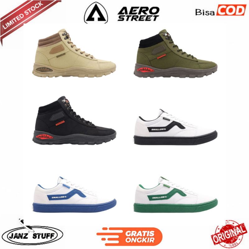 [bisa COD] Aerostreet Tactical Series 40-43 - Aerostreet Tactical Cream Hijau Army Hitam Sepatu  Sne