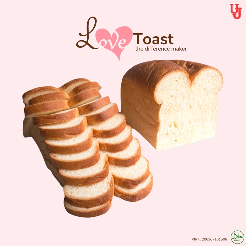 Roti Tawar Love &amp; Gandum| 26 CM | 23 Slice (13mm) | Love toast