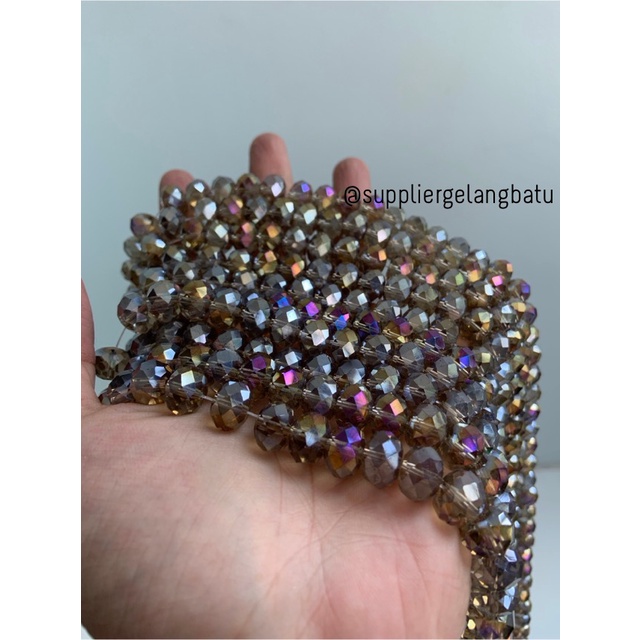 Crystal Ceko 12mm cream quartz donat kristal kuarsa champagne krem acc bahan kalung gelang anting strap mask kerajinan tangan craft citayam fashion week etink vintage elegan bali manik crystal