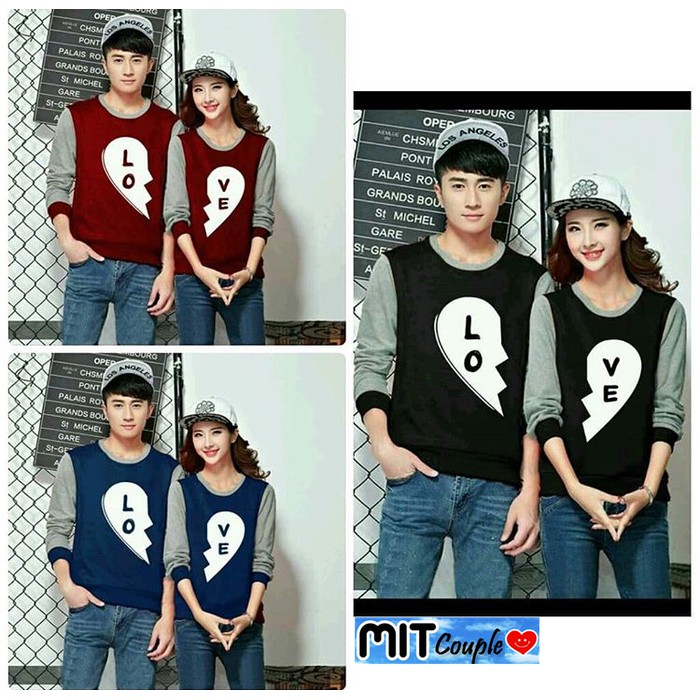 [TERLARIS] GROSIR BAJU PASANGAN KAOS SWEATER COUPLE LP BLACK LOVE - Navy KAOS COUPLE BAJU PASANGAN