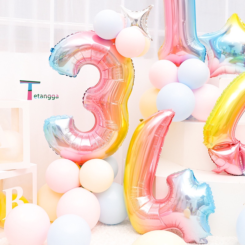 Balon Foil 1 Set Angka Balon angka Jumbo Rainbow Balon Usia