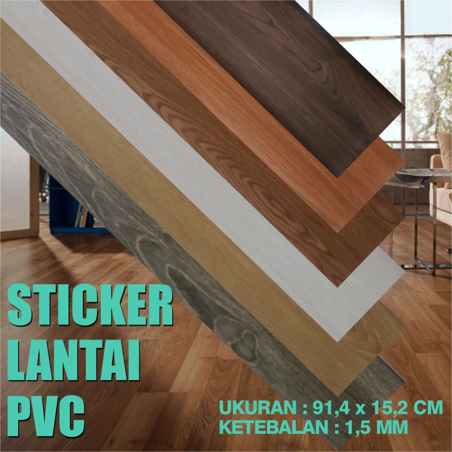 STIKER LANTAI KAYU PARKET VINYL / STICKER LANTAI KAYU 91,4CM x 15,2CM - 1,5mm