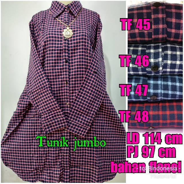 Tunik jumbo flanel/tunik jumbo/tunik/tunik kotak/hem tunik/tunik murah/kemeja tunik/hem kotak