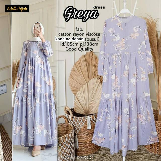 Greya Maxy Dress Rayon Viscose Busui Dress Murah