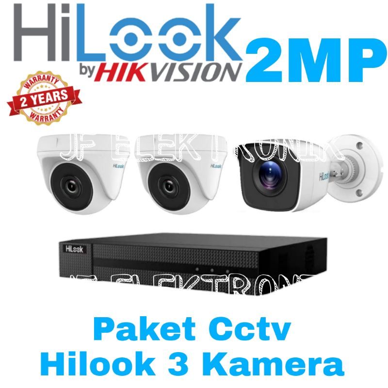 Paket cctv Hilook 3 Kamera 2mp Full hd 1080p Komplit Tinggal Pasang