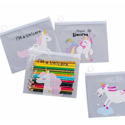 

POUCH MOTIF TRANSPARAN ZIPPER UNICORN / TEMPAT PENSIL MOTIF/ ATK PERALATAN SEKOLAH