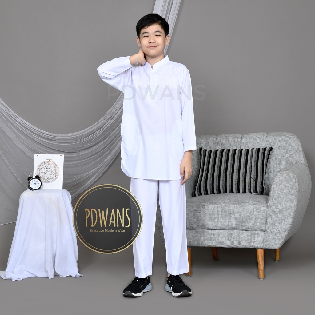 BAJU KOKO Pakistan Remaja Putih Setelan Anak 5 6 7 8 9 10 Tahun BGM10 PDWANS