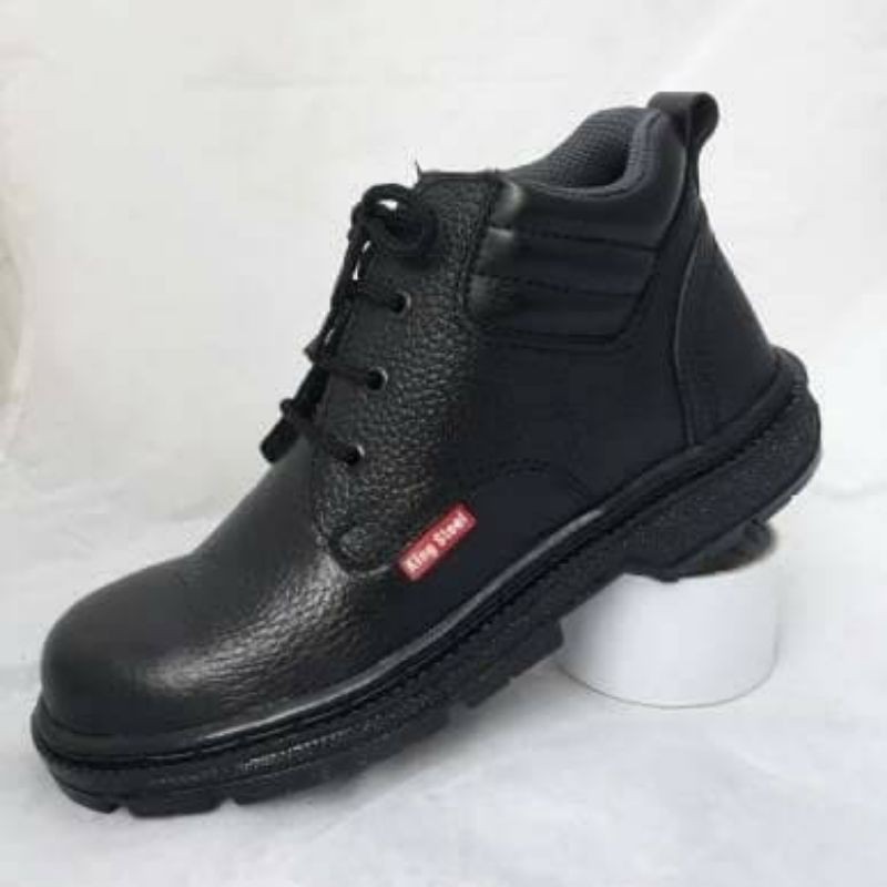 Sepatu sefty boots kulit asli kerja proyek nyaman dipakai