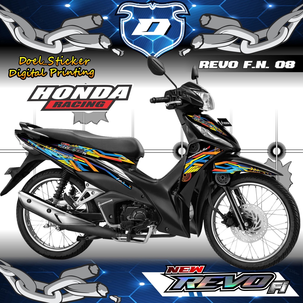 Sticker Striping REVO FI NEW / REVO FIT injeksi List Variasi Hologram , Crome Doel 008