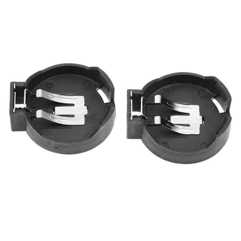 2pcs CR2450 Casing Holder Baterai Kancing 2 Pin Warna Hitam