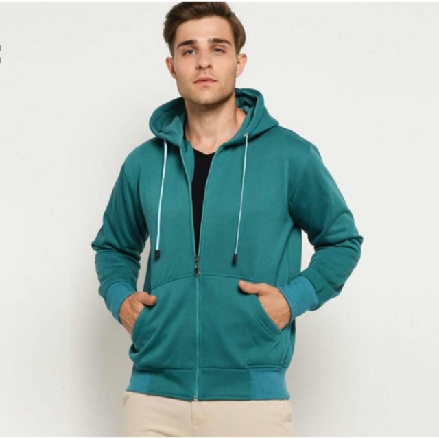 Jaket Hoodie Pria - Hijau Tosca