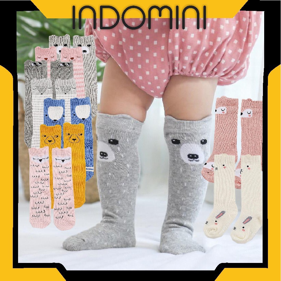 INDOMINI R150 Kaos kaki anak bayi motif/Kaus kaki tabung tengah PREMIUM ANTI SLIP KIDS SOCK BABY KAOSKAKI CUTE SELIP