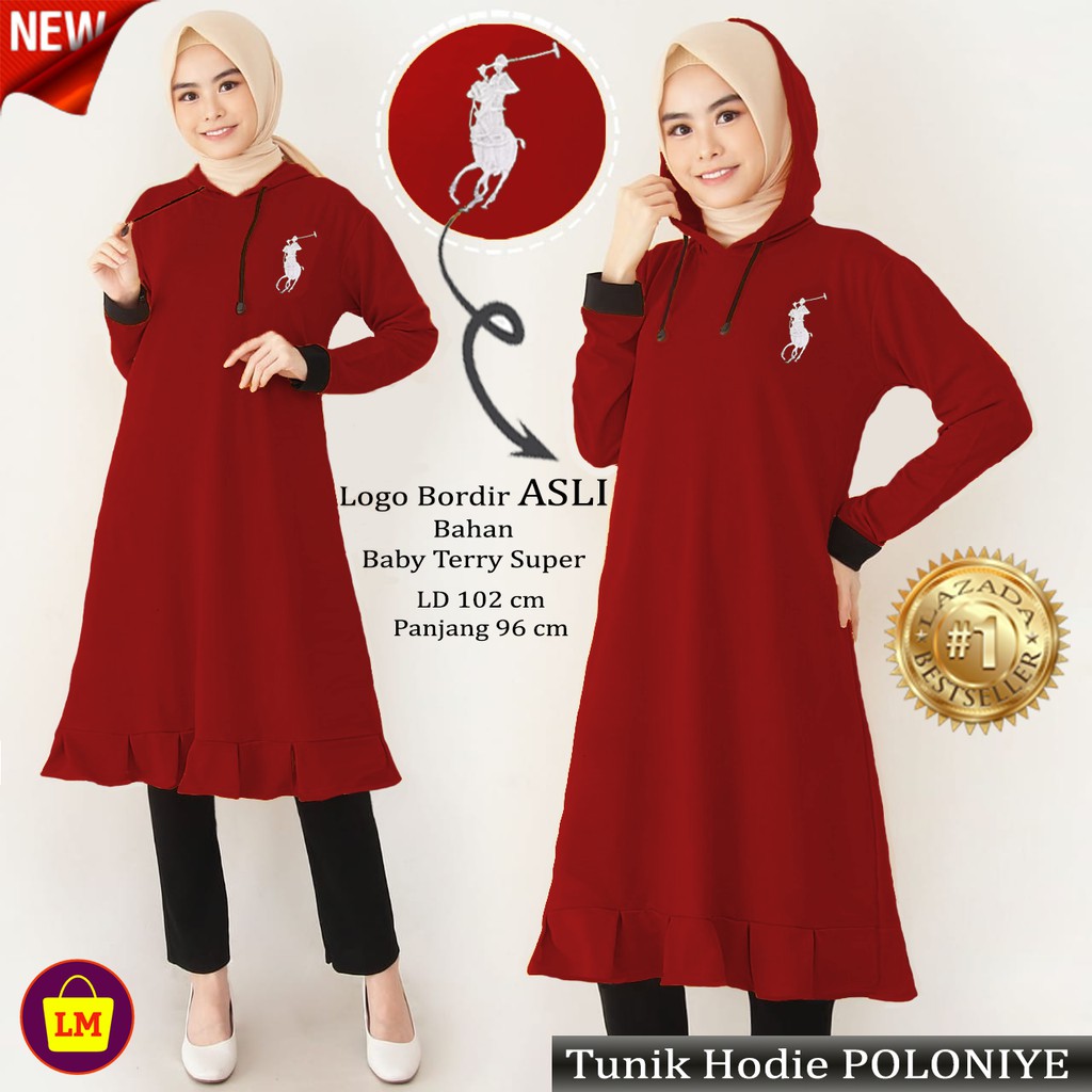 TERMURAH TERLARIS TERBARU Atasan Tunik Wnita Hoodie POLONIYE LMS 07857