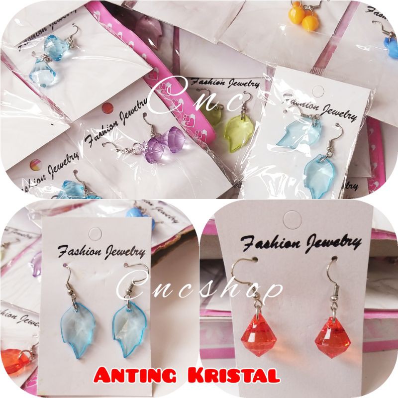 Anting Kristal Fashion Warna Warni Asesoris Perhiasan Murah