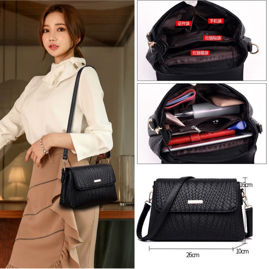 TAS SELEMPANG WANITA PREMIUM PESTA OVOLA TA629B5 IMPORT KULIT HITAM SLING BAG KOREA MURAH CEWEK REMAJA KEKINIAN FASHION BRANDED BATAM SIMPLE CASUAL