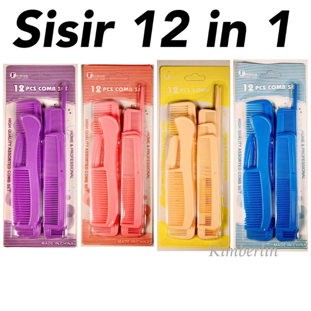 Sisir Set isi 12 Pcs in 1 Sisir Serbaguna Sets of Comb - Random Color