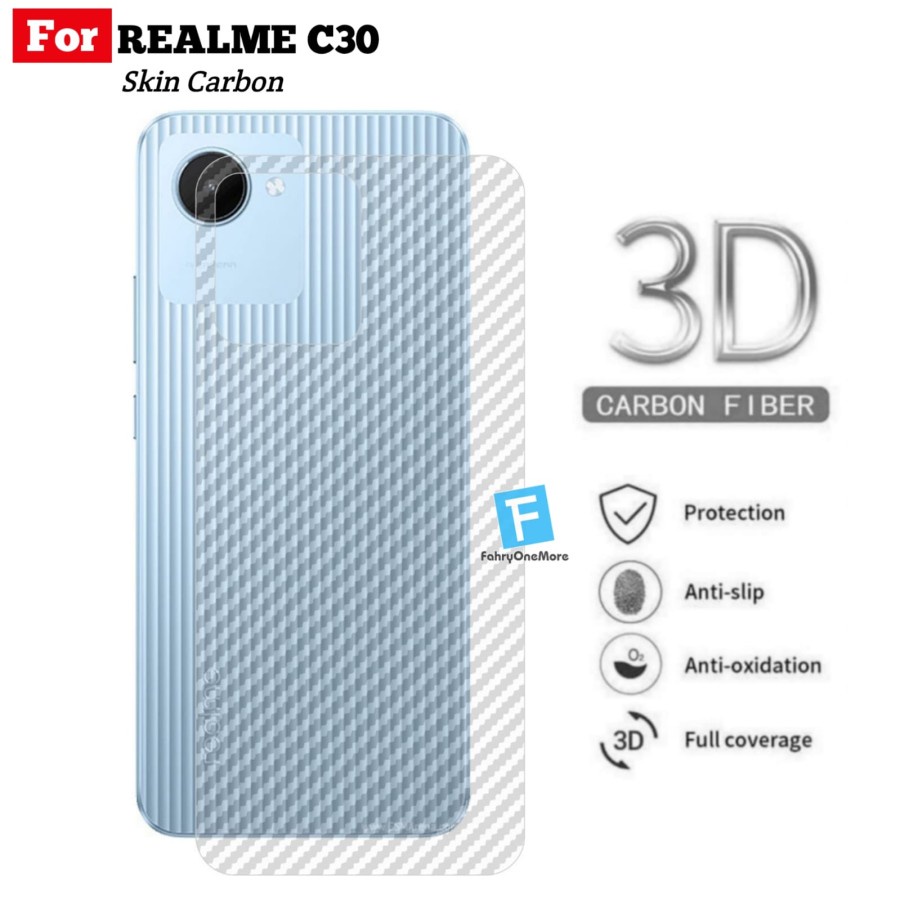 REALME C53 C55 C55 NFC C35 C33 C30S C30 C31 ANTI GORES BELAKANG SKIN CARBON ANTI JAMUR GARSKIN MOTIF KARBON TRANSPARAN PELINDUNG BELAKANG