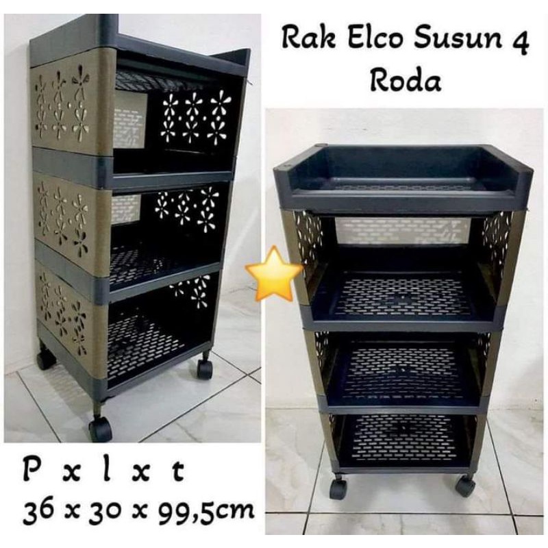 Rak Apartemen Serbaguna 4 Susun Lemari Plastik Yoyo / Elco / Idola