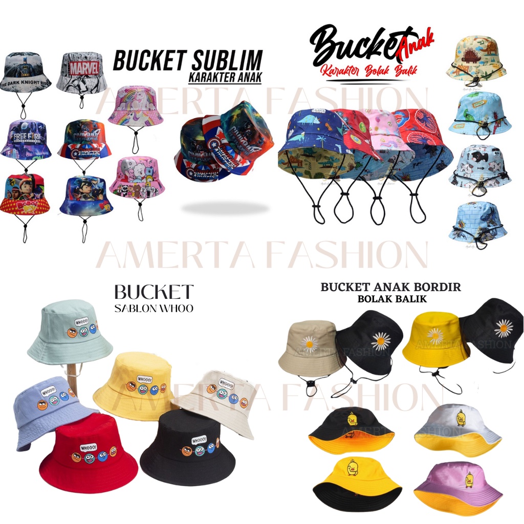 Topi Anak Perempuan Laki Laki Cowok Cewek 2 3 4 5 6 7 8 Tahun Bucket Hat Anak 1 FFD OOTD Fashion Ana