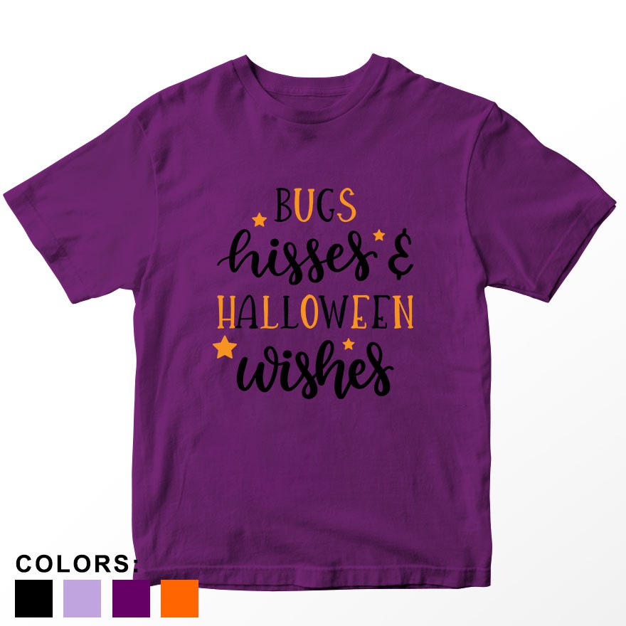 Kaos Halloween Anak Bugs Hisses Halloween Wishes, Usia 1 - 10 Tahun Warna Ungu Laki-laki/Perempuan