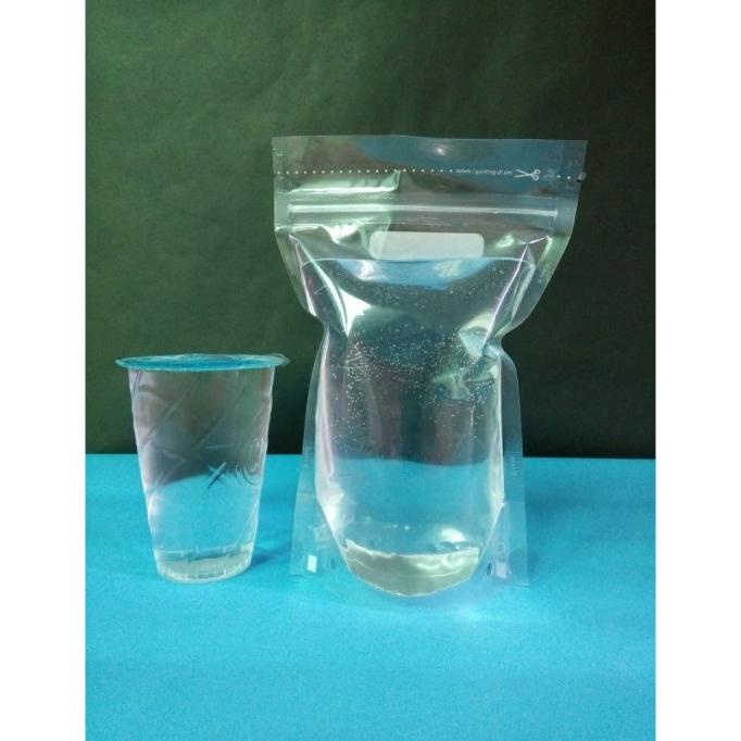 Plastik Makanan Kemasan Berdiri / Standing Pouch Klip Bening 13x20 cm