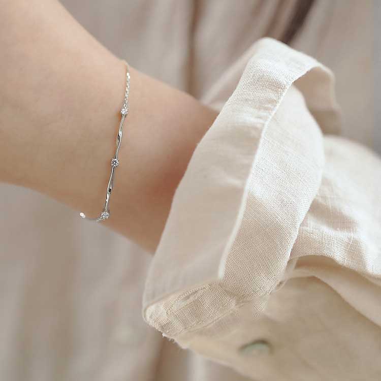 Gelang Zircon Berlian Bahan S925 Sterling Silver Untuk Wanita