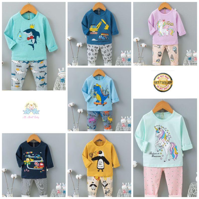 3-12THN SETELAN PIYAMA ANAK-ANAK LENGAN PANJANG KUALITAS IMPORT SUPER HIGH QUALITY / BAJU TIDUR ANAK