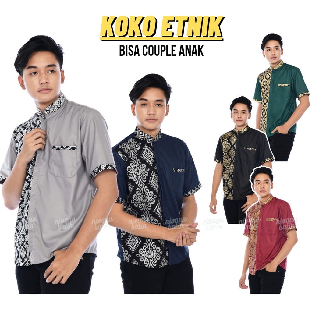 Baju Koko Pria Koko Batik ETNIK Kombinasi Baju Muslim