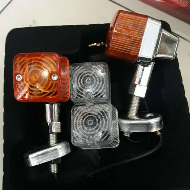 LAMPU RETENG SEN PALU CHROME DOUBLE KACA ISI 2 PCS